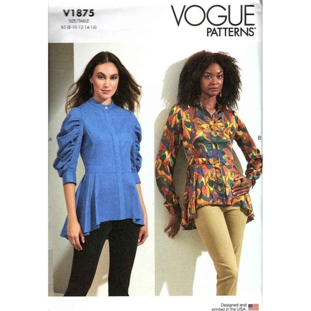 Vogue V1875 Misses 8 to 16 Peplum Top Uncut Sewing Pattern